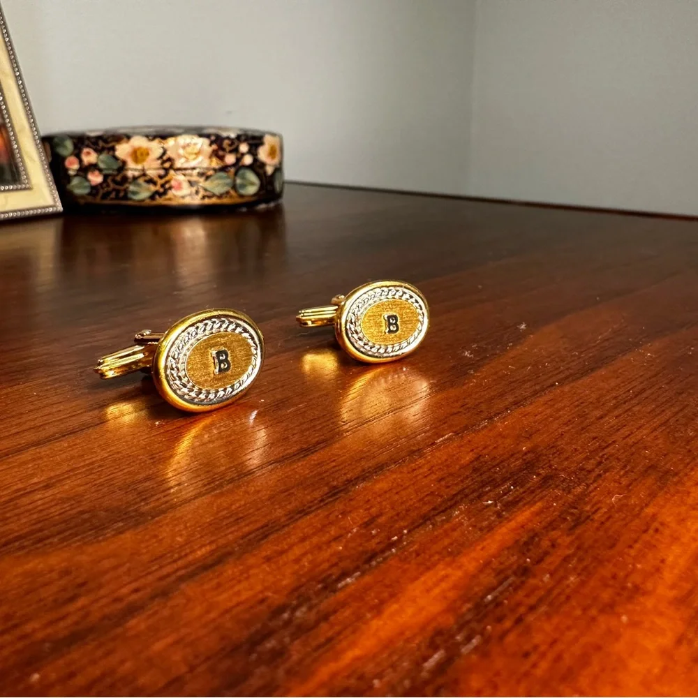 Vintage Bally Gold-Plated Logo Cufflinks – Made in Germany